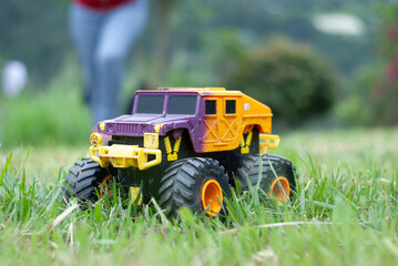 toy tractor on the grass