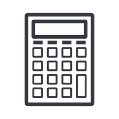 Black outline calculation, education and knowledge vector icon.