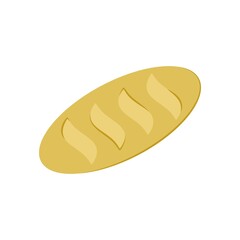 Loaf of bread isolated on white background. Vector flat illustration. Bakery products, pastries. Healthy bread isolated on a white background. Traditional sign food symbol 