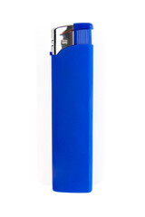 Blue cigarette lighter isolated on white background, with clipping path. Design element.