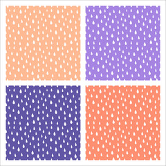 Set of 4 pastel seamless patterns with white rain drops