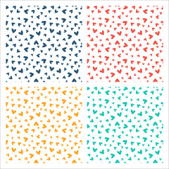 Set of 4 seamless patterns with hearts and white background