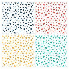 Set of 4 seamless patterns with hearts and white background