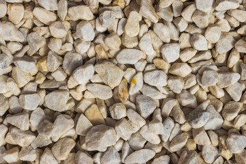 Breakstone background. Road gravel. Gravel texture. Crushed Gravel background. Piles of limestone rocks. Break stones on construction site.