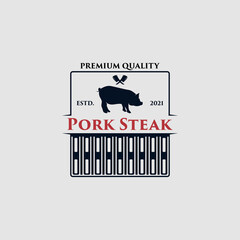 Barbecue restaurant logo concept with a pork Premium Vector