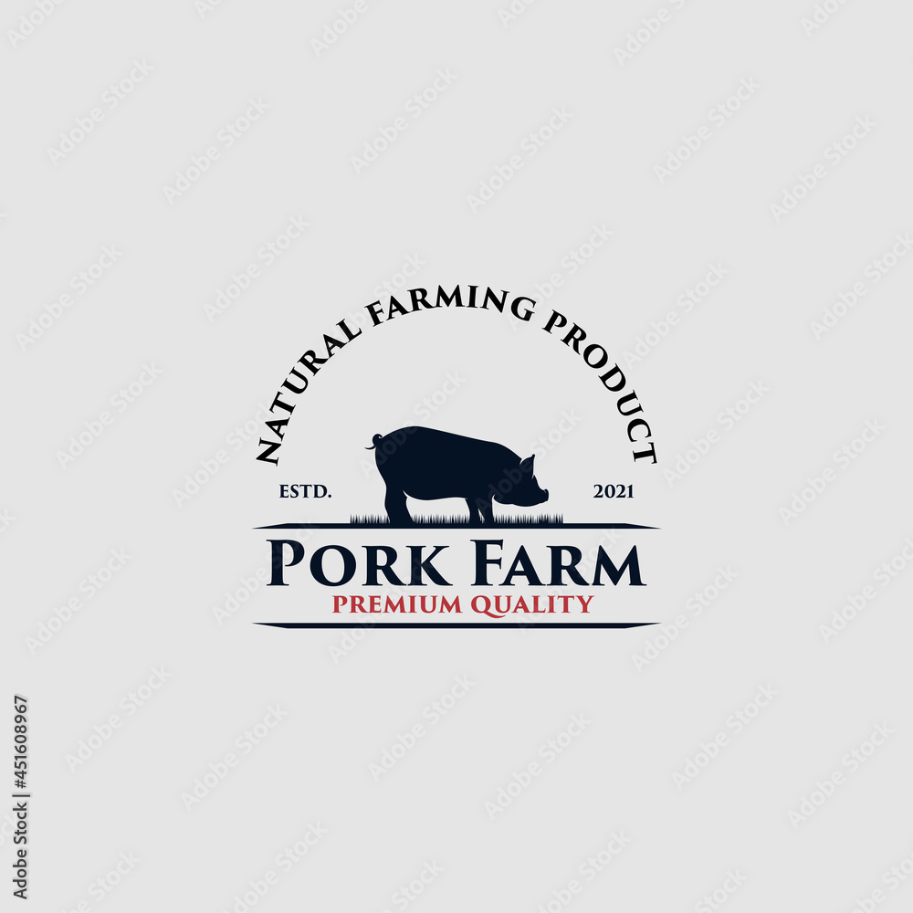 Poster Pork farm premium quality logo design