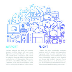 Airport Flight Line Template. Vector Illustration of Outline Design.