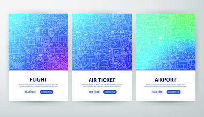 Airport Flyer Concepts. Vector Illustration of Outline Design.