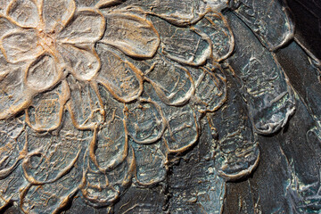 closeup agave cactus, abstract natural pattern background and textures, dark blue toned