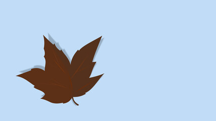 Dried brown leaf, characteristic of the time. AUTUMN AESTHETIC IMAGE. Typical fall season atmosphere. Digital ILLUSTRATION art ideas. Isolated element, cool style wallpaper. Foliage looks dry.