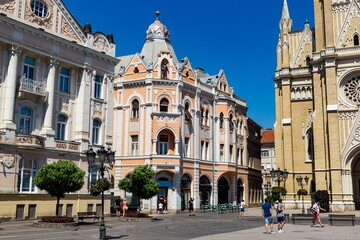 Fototapeta na wymiar Novi Sad square and architecture street view, Vojvodina region. Serbia