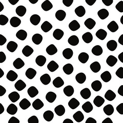 Simple stains and white background. Vector black and white seamless pattern.