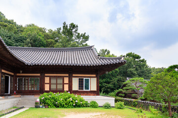 Traditional Korean style architecture at Hanok Village. Traditional Korean house.