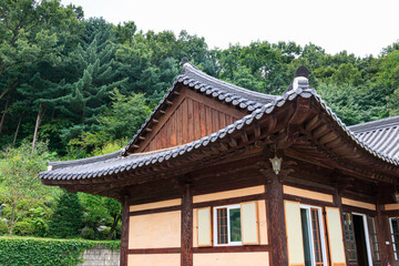Traditional Korean style architecture at Hanok Village. Traditional Korean house.