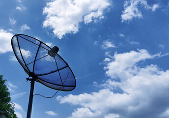 Satellite dish on the roof of the house