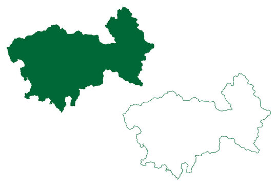 Uttarkashi district (Uttarakhand or Uttaranchal State, Republic of India) map vector illustration, scribble sketch Uttarkashi map