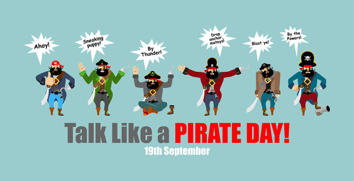International Talk Like A Pirate Day. pirate talk and words. Holiday vector illustration