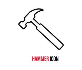 Hammer Icon in trendy flat style isolated on white background, for your web site design, app, logo.Vector illustration.