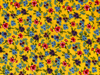 floral fabric with yellow background flower art on canvas