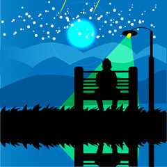 view sea in the night vector design