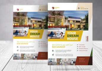 Real Estate Flyer with Yellow, Brown and Green  Accents