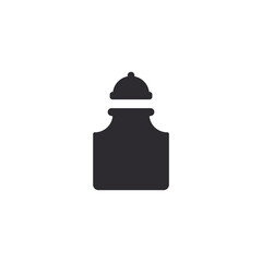 Glass bottle. Ink bottle. Bottle silhouette in black color. Stencil bottle. Flask template. Glass container. Flask of poison. Medicine vial. Jar icon. Inkwell. Shape For 3d modeling. Logo template.