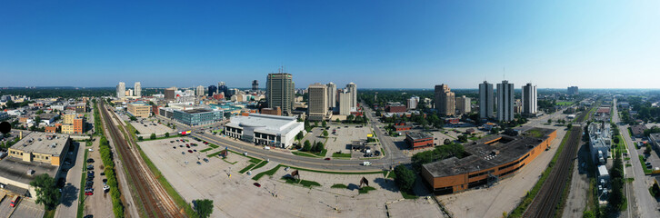Naklejka na ściany i meble Aerial panorama of the London, Ontario, Canada downtown
