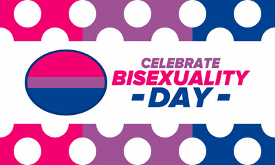 Fototapeta na wymiar Celebrate Bisexuality Day. Bisexual Pride and Bi Visibility Day. Bisexual flag. Coming out. Celebrated annual in September 23. Festival and parade. Poster, card, banner, template, background. Vector