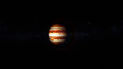 abstract colorful jupiter planet.The Jupiter planet and Callisto, Europa, Ganymede, in the space. 3d animation. © Adept_Hand