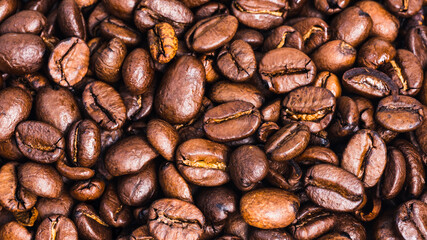 Aromatic Roasted Coffee Beans, Drink or Cafe Background, Macro Photograph