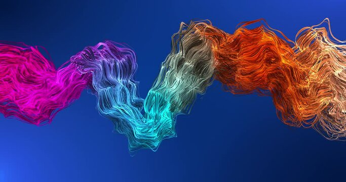 Colorful Wavy Abstract 3D Shape Moving Slowly. Perfect Loop. Creative Technology Related Abstract 4K Background Animation.