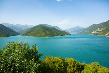 Naklejka na ściany i meble A beautiful landscape photography with Caucasus Mountains in Georgia.