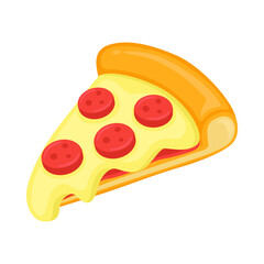 Pizza Slice Sign Emoji Icon Illustration. Fast Food Vector Symbol Emoticon Design Clip Art Sign Comic Style.