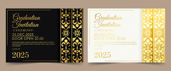 Elegant graduation invitation template with ornament