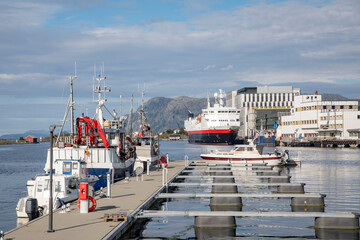 Brønnøysund harbor with ship and boat traffic,Helgeland,Nordland county,scandinavia,Europe
