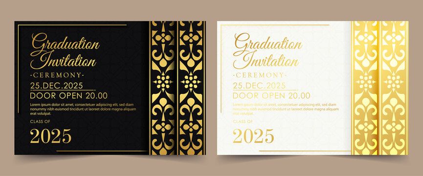 Elegant Graduation Invitation Template With Ornament