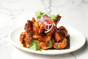 Fried prawn with chilis