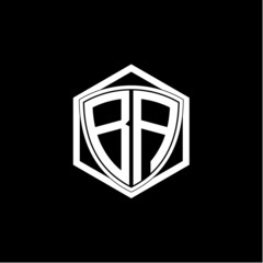 initial letter B A shield with hexagon frame