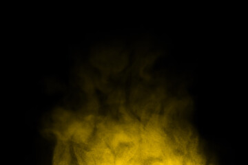 yellow-gold steam smoke spray isolated black background