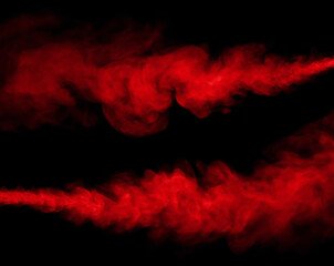 red steam smoke spray isolated black background