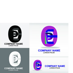 vector logo text PEO , logo swoosh horizon motion overlap corporate design inspiration in blue and black color vector