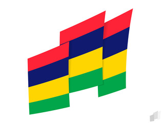 Mauritius flag in an abstract ripped design. Modern design of the Mauritius flag.