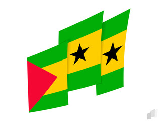Sao Tome and Principe flag in an abstract ripped design. Modern design of the Sao Tome and Principe flag.