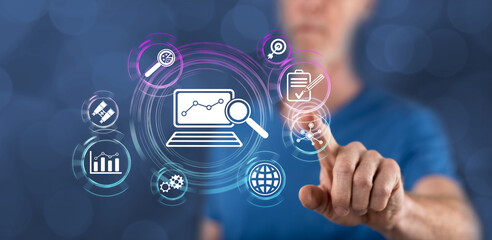 Man touching a market analysis concept