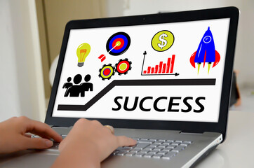 Success concept on a laptop screen