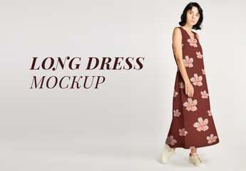 Long Dress Mockup for Fashion Advertisement