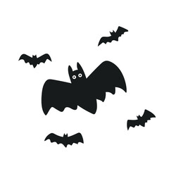Halloween bats, hand drawn vector cartoon of Halloween bats isolated on white background.