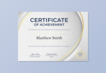 Certificate of Achievement Layout in Luxury Design