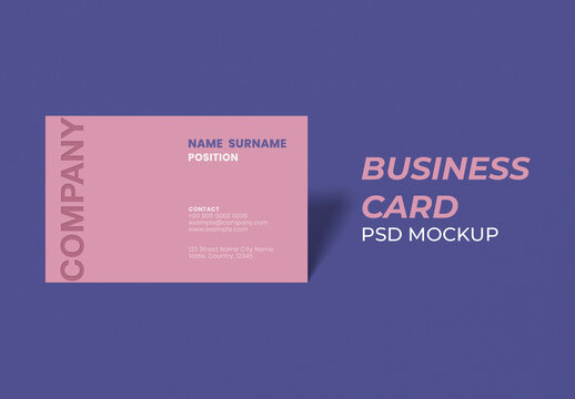 Simple Business Card Mockup in Pink Tone