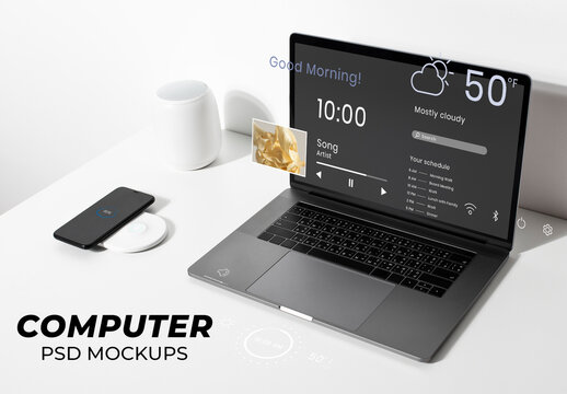 Laptop Screen Mockup on a White Table